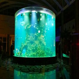 Çin özel ucuz süper büyük yuvarlak pmma cam akvaryumlar temizle silindir akrilik balık tankları